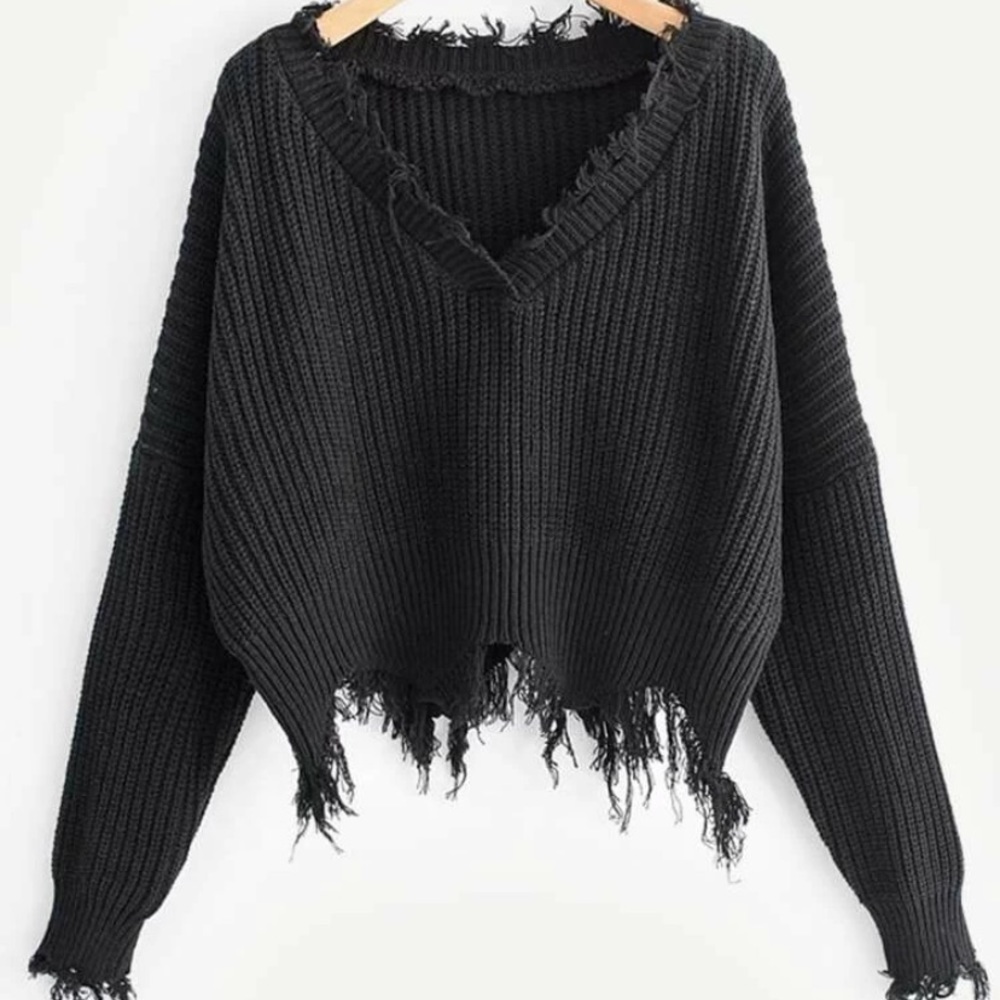 Black destroyed sweater